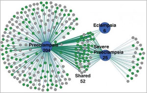 Groupings of genes that are associated with preeclampsia.