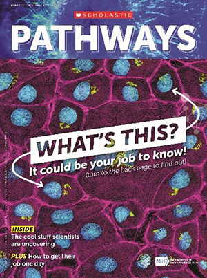 Cover of Pathways student magazine, with featured question, 