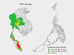 Screen shot from a video showing dengue incidence in Southeast Asia.