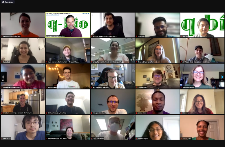 A screenshot of a video call showing 20 people.