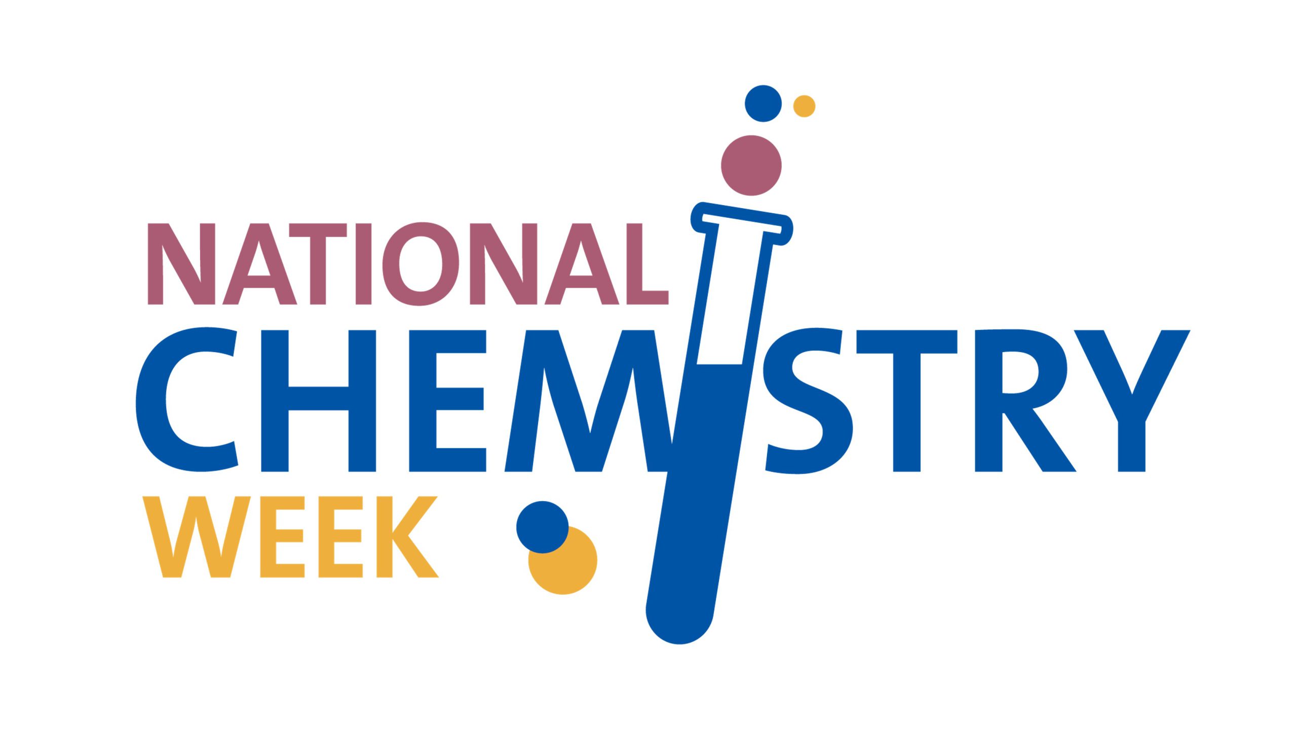 Logo that says, “National Chemistry Week,” with a test tube in place of the letter i in the word “chemistry.