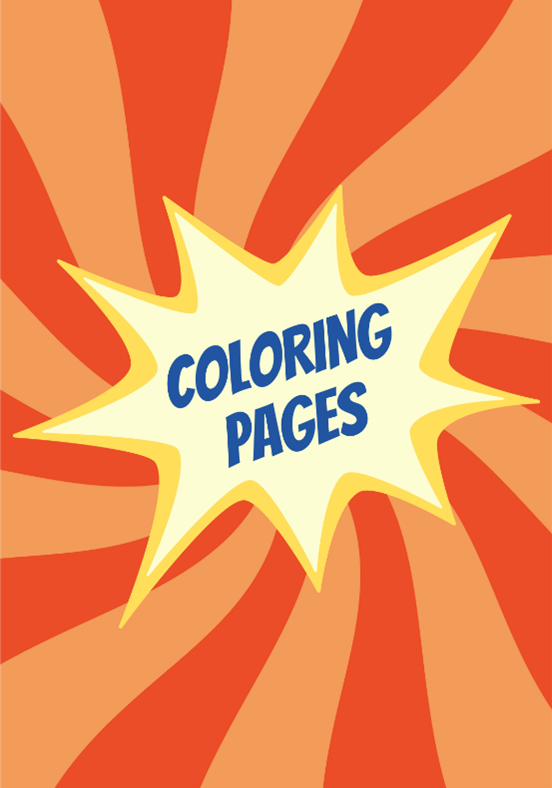 Colorful background with text: Coloring Pages.