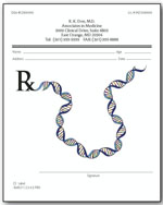 Prescription pad with DNA illustration on it. Credit: Jane Ades, NIH’s National Human Genome Research Institute.