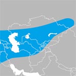 Map of Europe and Asia showing the presumed range of where Neanderthals lived.